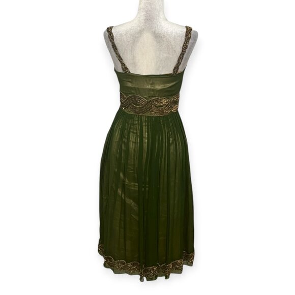 Adrianna Papell Evening Green Beaded Chiffon Cocktail Dress Elegant Embellishe S - Picture 2 of 12